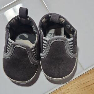 Child of Mine Charcoal Slip-On Baby Shoes Newborn Size
